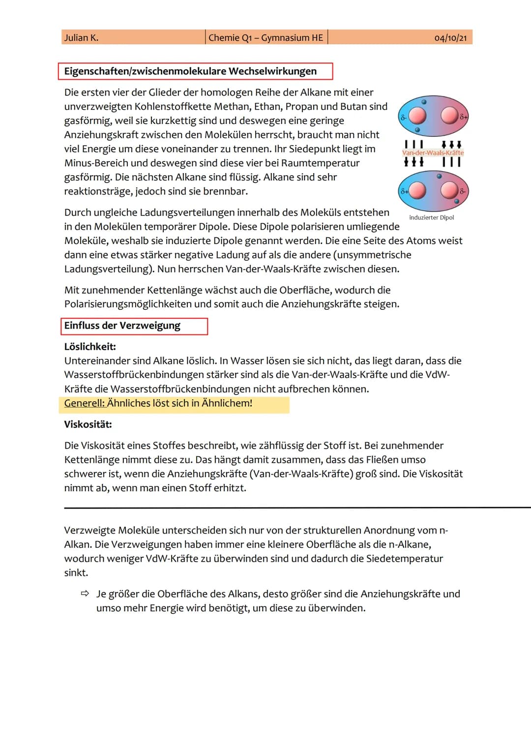 Julian K.
Chemie Q1 - Gymnasium HE
04/10/21
1. Chemie-Klausur
Klausur am: 08. Oktober 2021
Thema: Alkane, Alkene, Alkine und Alkanole
**Th