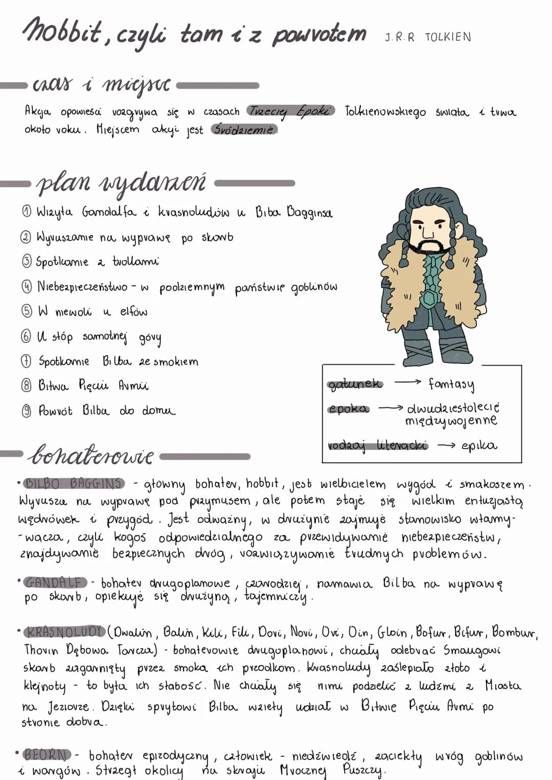 # Hobbit, czyli tam i z povvotem
J.R.R TOLKIEN
- czas i migsec
Akcja opowieści vozgrywa się w czasach Trzeciej Epoki Tolkienowskiego świat