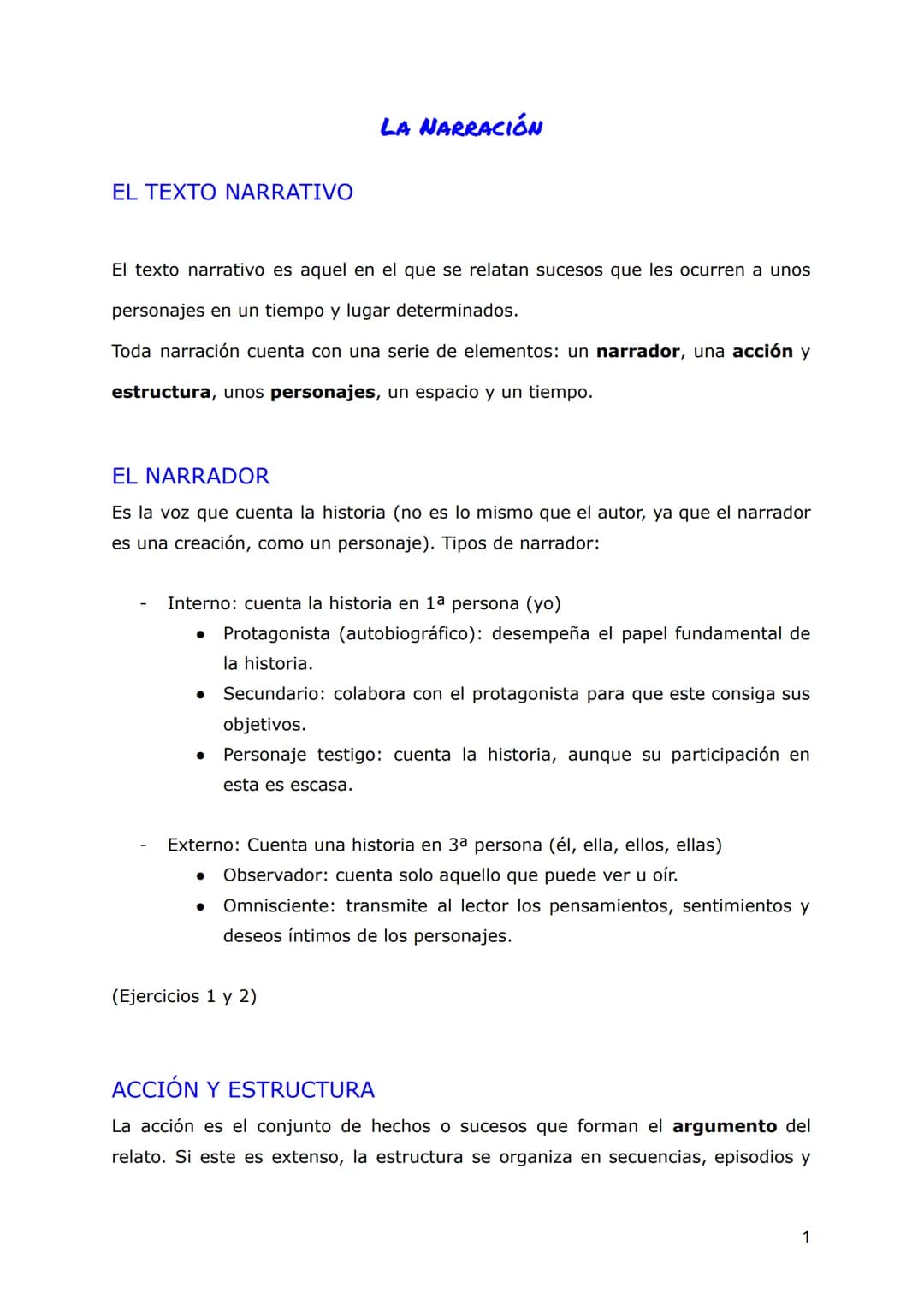 # LA NARRACIÓN
EL TEXTO NARRATIVO
El texto narrativo es aquel en el que se relatan sucesos que les ocurren a unos
personajes en un tiempo
