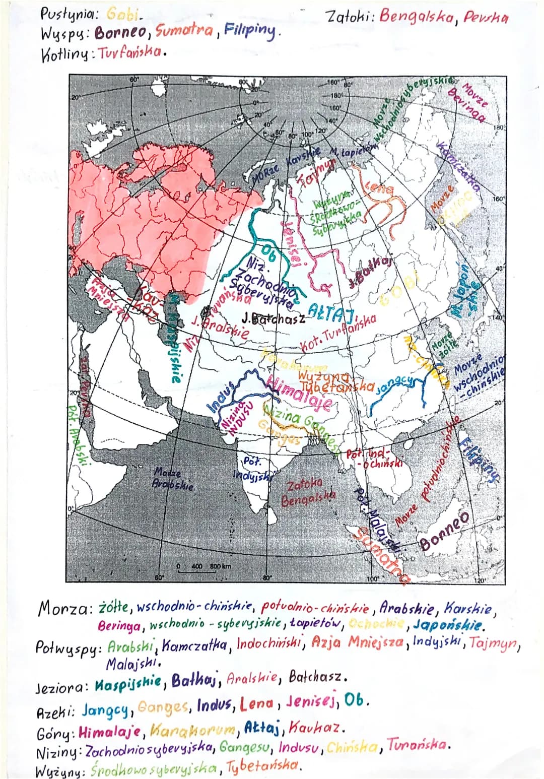 Pustynia: Gobi-
Wyspy: Borneo, Sumatra, Filipiny.
Kotliny: Turfańska.
Zatoki: Bengalska, Pevska
180
160
Movze
MOR₂e Kavshie M tapieten Wscho