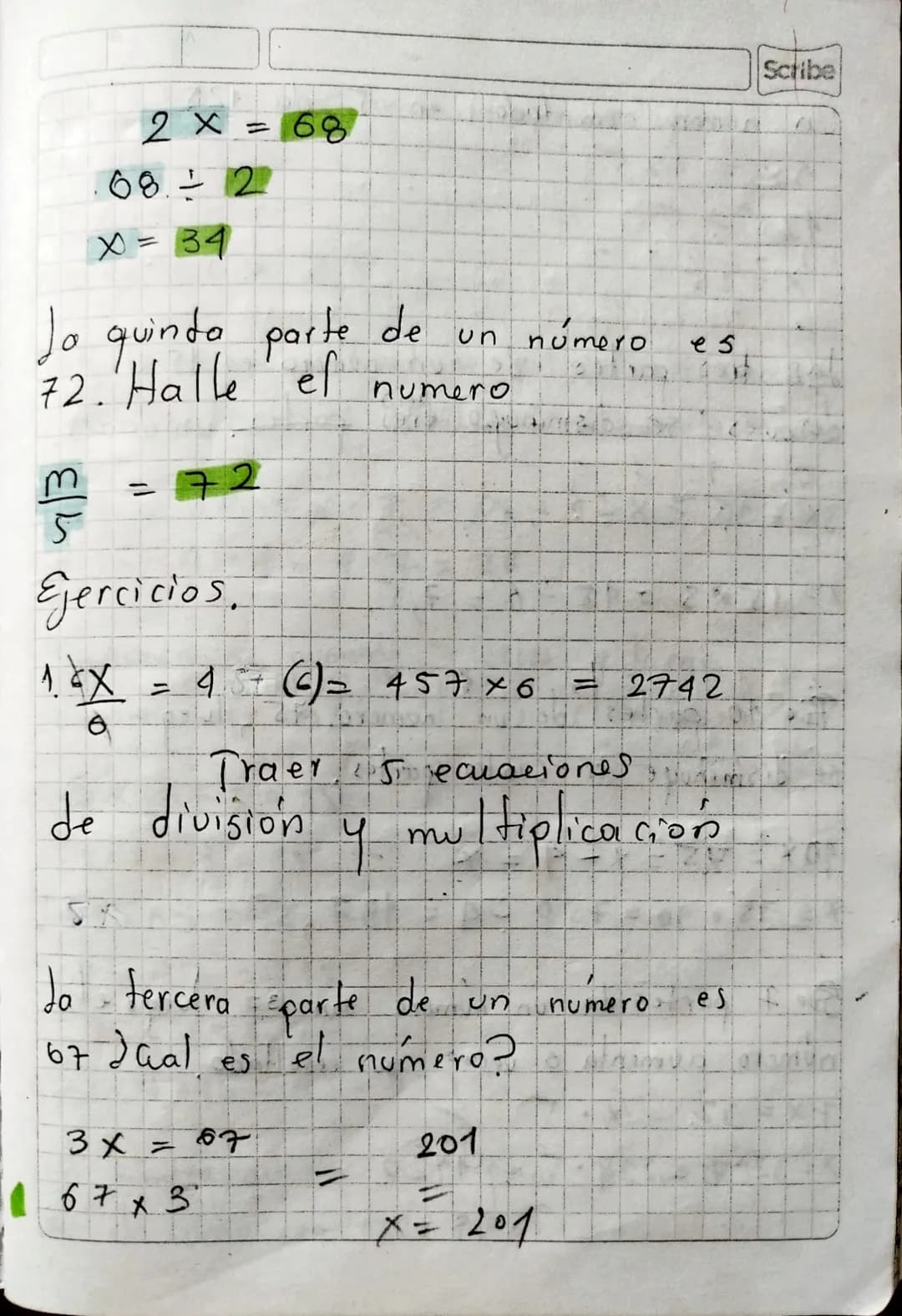 # Division de $Z^{\pm}$
ley de las signos
$\frac{+}{+} = +$
$\frac{-}{-} = +$
$\frac{-}{+} = -$
$\frac{+}{-} = -$ Scribe
Ejercicios di
