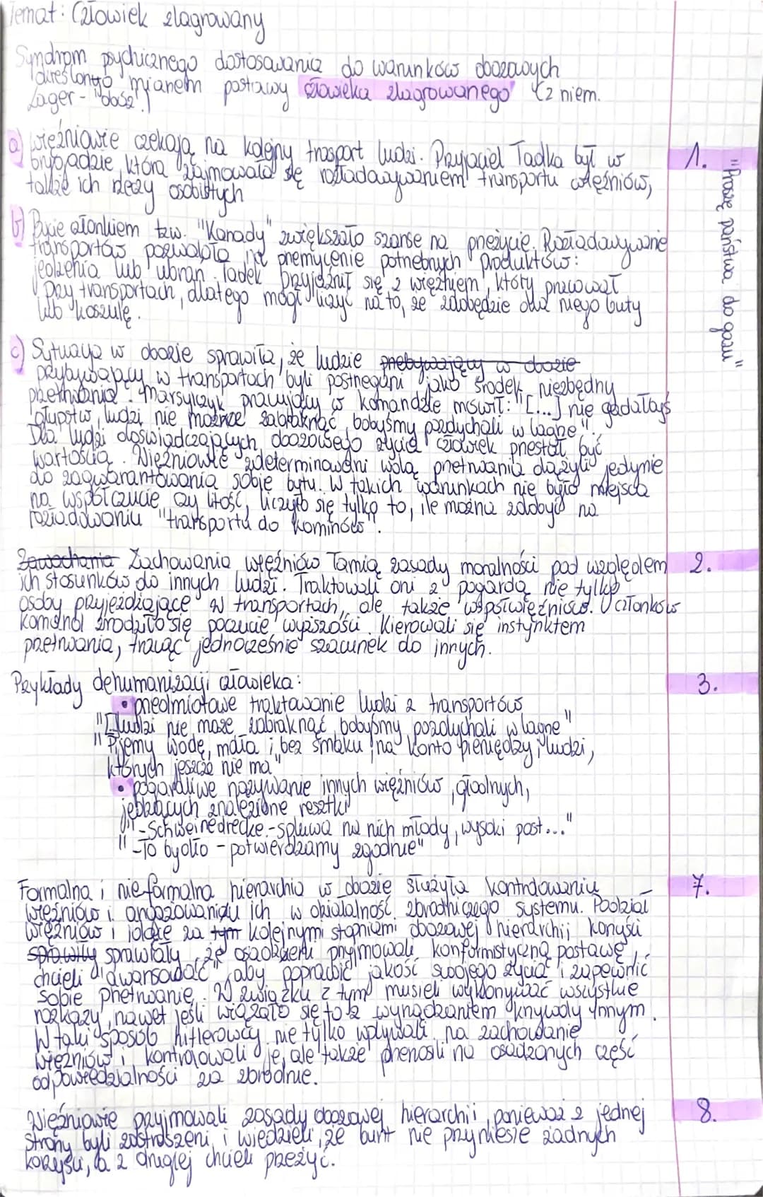 Temat: Całowiek slagrowany
Sundrom psychicznego dostosowania do warunków obozowych
dires
Lagelonts mianem postawy Gaweka slagrowanego" (21