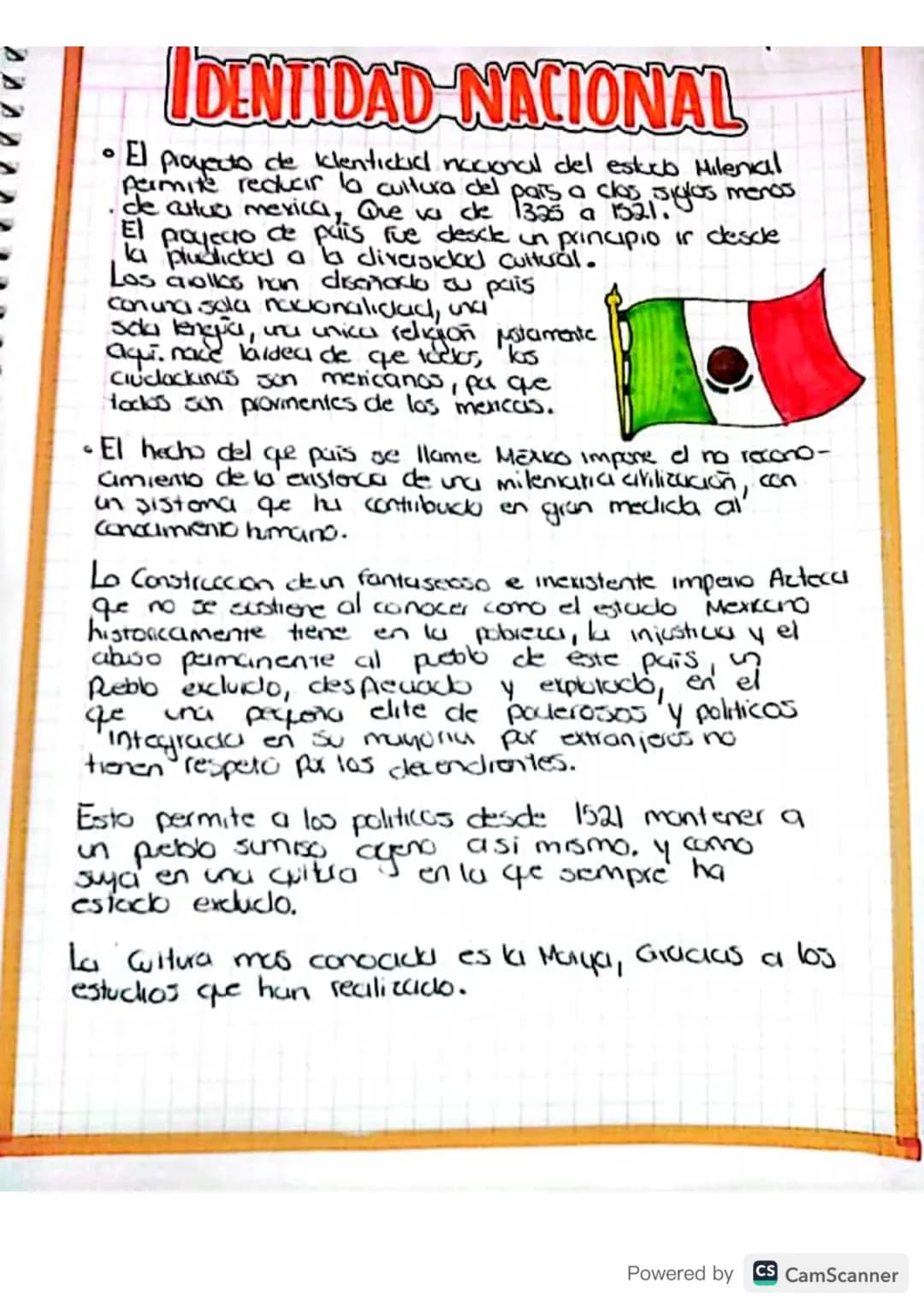 # IDENTIDAD NACIONAL
• El proyecto de klentickid nacional del estuch Milenal
permite reducir la cultura del pais a clas
de cutura mexicca,